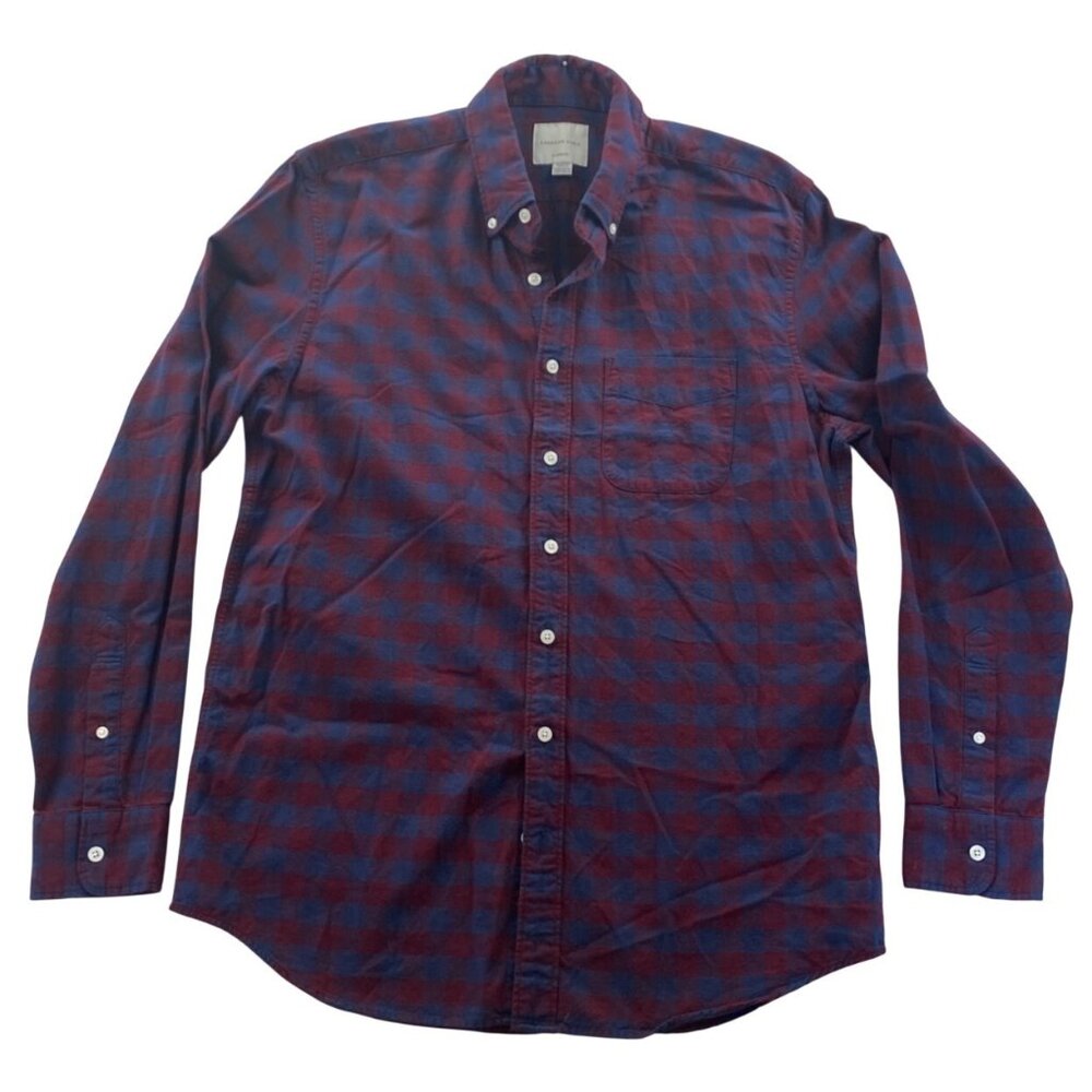 American Eagle Mens Shirt Medium Tall Long Sleeve Classic Fit Plaid Button-Down